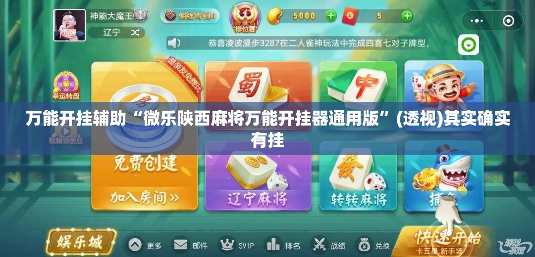 万能开挂辅助“微乐陕西麻将万能开挂器通用版”(透视)其实确实有挂
