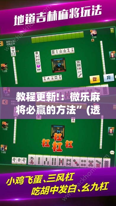教程更新!：微乐麻将必赢的方法	”(透视)其实确实有挂