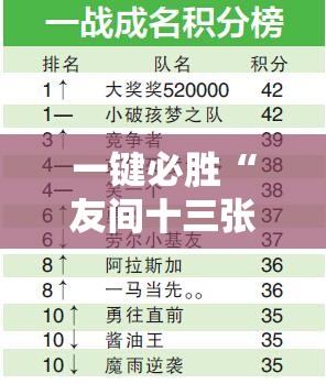 一键必胜“友间十三张怎么刷分”原来可以开挂