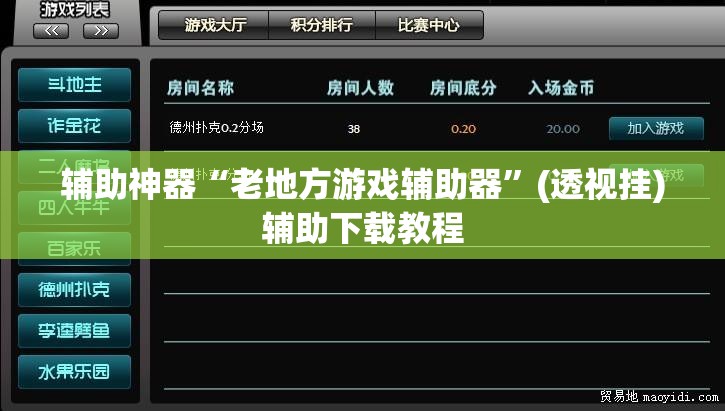 辅助神器“老地方游戏辅助器	”(透视挂)辅助下载教程