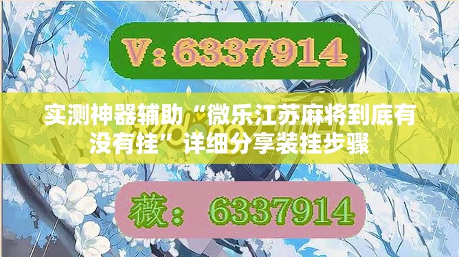 实测神器辅助“微乐江苏麻将到底有没有挂	”详细分享装挂步骤