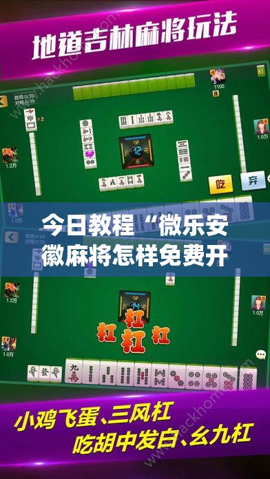 今日教程“微乐安徽麻将怎样免费开挂	”开挂(透视)最新辅助详细