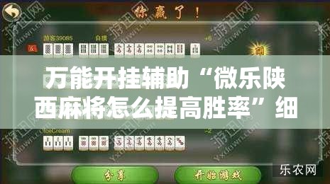 万能开挂辅助“微乐陕西麻将怎么提高胜率”细辅助教程分享