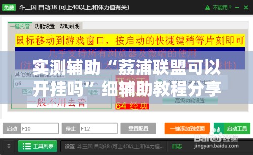 实测辅助“荔浦联盟可以开挂吗	”细辅助教程分享