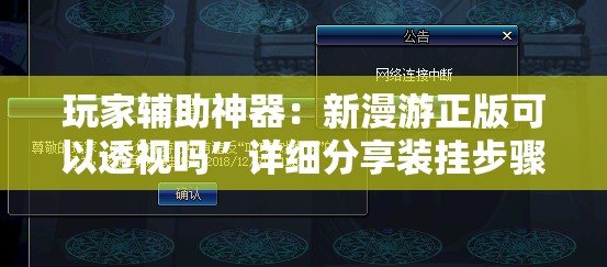玩家辅助神器：新漫游正版可以透视吗”详细分享装挂步骤
